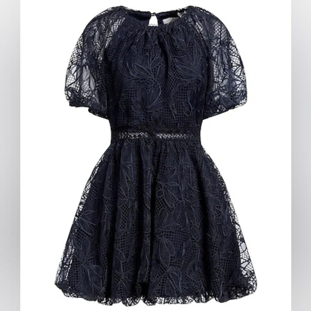 NWOT ML Monique Lhuillier Lace Puff Sleeve Mini Dress